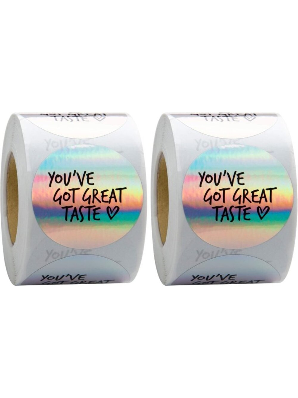500 Holographic Silver Thank You Stickers - 2x2 Inch Shipping Labels, Black Ink